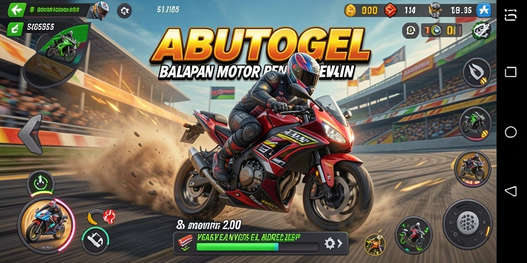 Tangkapan layar menampilkan aksi balapan mendebarkan di ABUTOGEL.