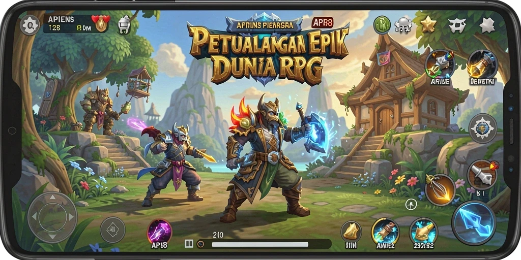 Screenshot menampilkan aksi seru dalam pertarungan RPG.