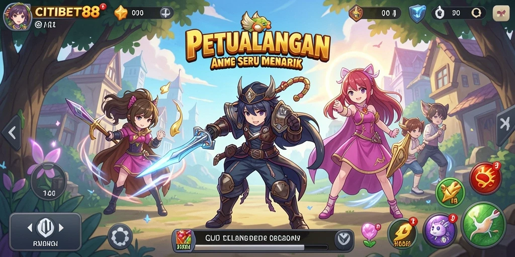 Screenshot utama CITIBET88 menampilkan karakter Anime dalam pertempuran.
