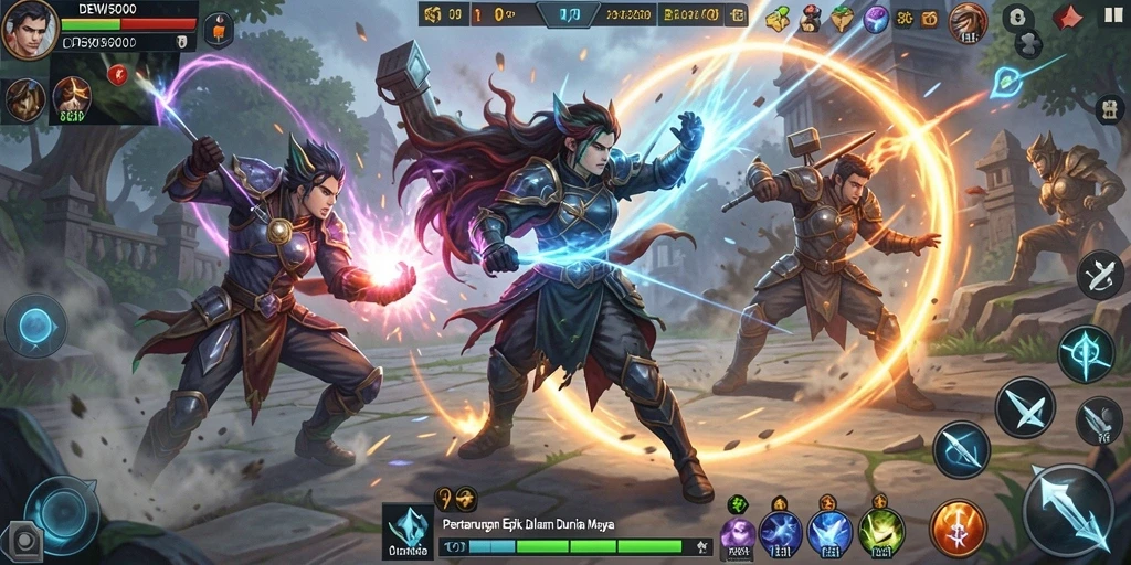 Tampilan gameplay DEWI5000 yang intens dan seru.