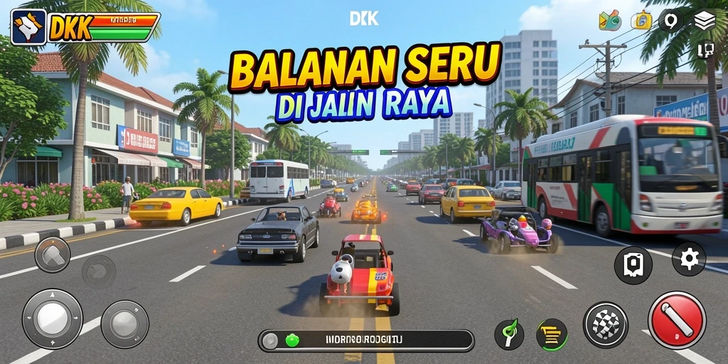 Gameplay seru DKK dengan aksi balapan cepat di lintasan menantang.