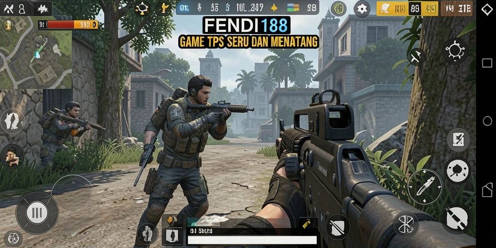Screenshot gameplay FENDI188 menampilkan aksi tembak-menembak yang mendebarkan.