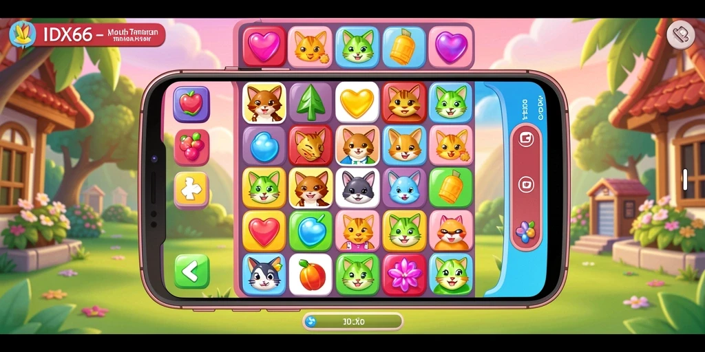 Tangkapan layar menunjukkan gameplay menarik dari IDX66 Match-3.