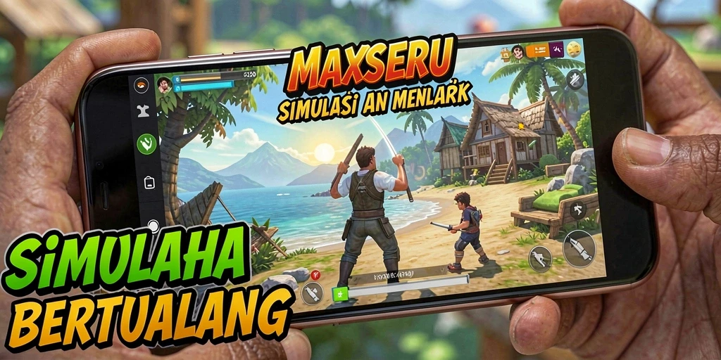 Tampilan gameplay <strong>MAXSERU</strong> menunjukkan kebebasan berkreasi yang luar biasa.