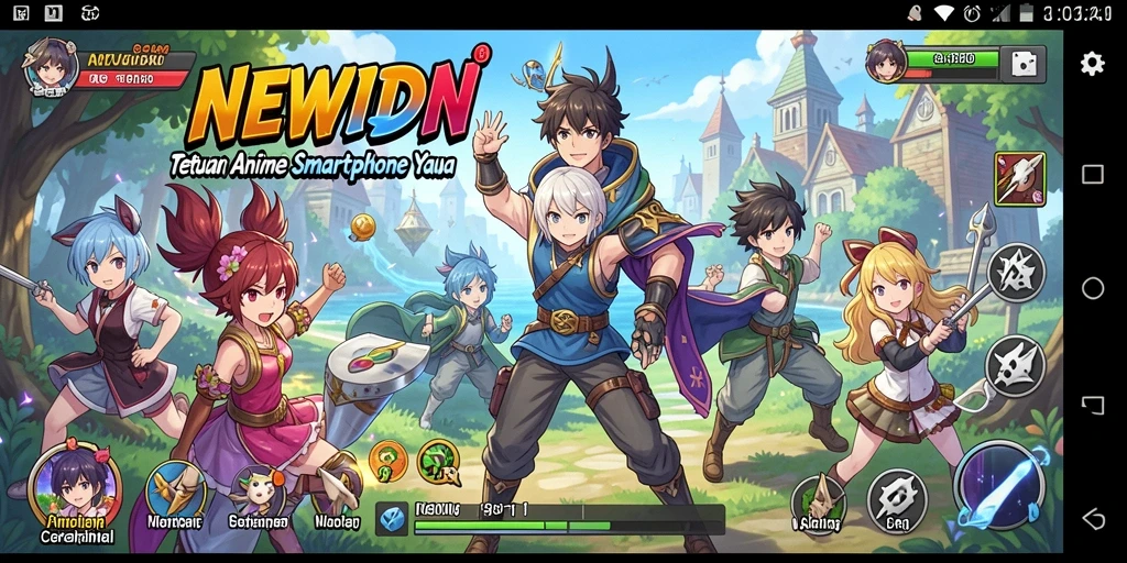 Tampilan gameplay NEWIDN dengan petualangan seru dan karakter anime.