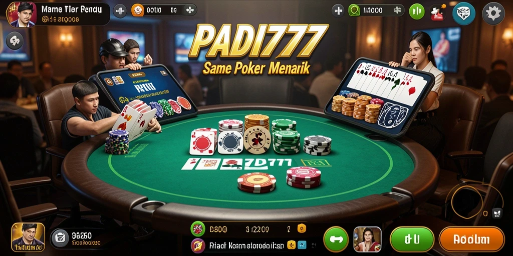 Tampilan gameplay PADI777 dengan antarmuka poker yang menarik.