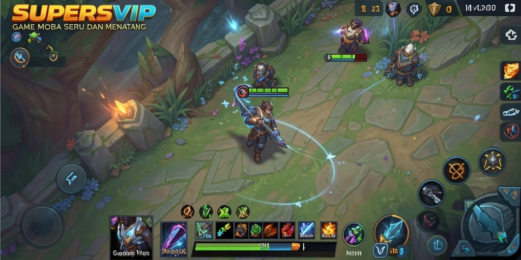 Tampilan gameplay menegangkan dari SUPERSVIP dengan pertarungan tim.