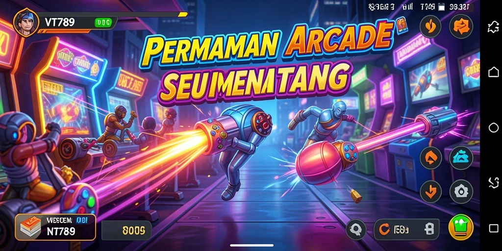 Screenshot utama VT789 menampilkan gameplay arcade yang mendebarkan.