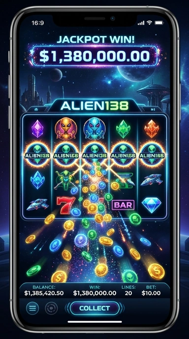 Screenshot aplikasi alien138 menampilkan berbagai kategori aplikasi yang tersedia.